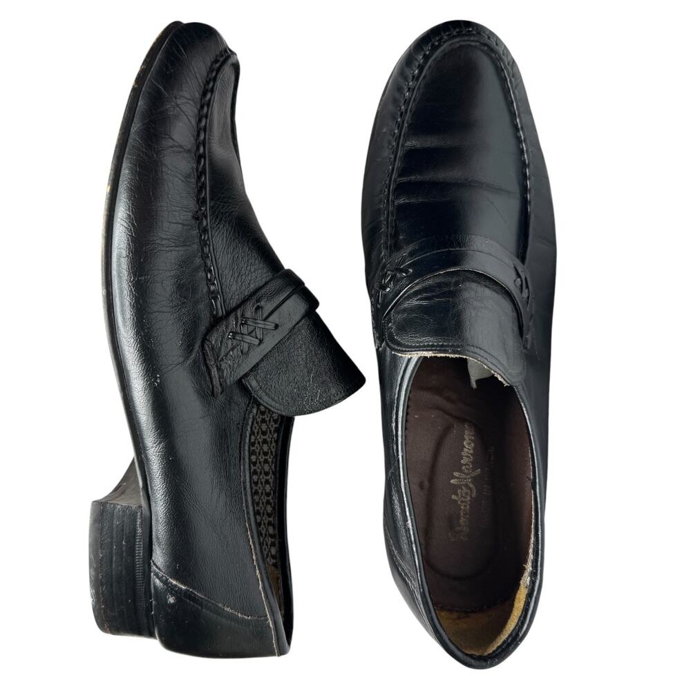 1990s Donato Marrone Black Leather Penny Loafers Brazil Men’s 10.5 M
